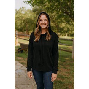 Michael Stars Kylo  NEW  Women's Hooded Pullover Top Black Small